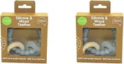 Silicone & Wood Heart Teether - Grey