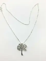 925 Sterling Silver Necklace Chain 16" with Tree of Life Pendant High Polish