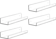 4 Pack 7 inch Vinyl Record Shelf Wall Mount, Clear Acrylic Album Record Holder Display, Kids Bookshelf, Floating Wall Shelves for Bathroom, Bedroom, Living Room, Kitchen