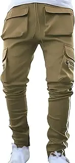 [Maiyifu-GJ] Men's Casual Cargo Pants Drawstring Elastic Waist Multi-Pockets Joggers Pants Running Athletic Hiking Sweatpants