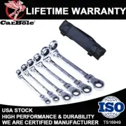 6 Double Box End Ratcheting Wrench Flex-Head Extra Long Heavy Duty Spanner Set