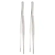 2pcs Stainless Steel Tweezers 11.8" Long Handle Straight Tips Tweezers, Silver