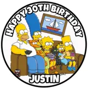 1 THE SIMPSONS Edible Cake Topper Rice Wafer Paper PERSONALISED 19cm HOMER BART