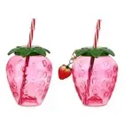 Coffee Strawberry Straw Cup Cartoon Drinkware Drinking Water Bottle With Lid
