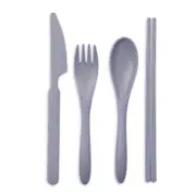 4pc The Good Brand Knife/Spoon/Fork/Chopsticks Cutlery Set - Charcoal