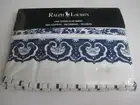 Ralph Lauren Jonquil Blue White Medallion Striped Flat Sheet - Queen