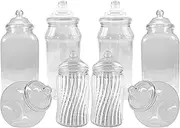 8 Assorted Empty Retro Plastic Sweet Jars for Candy Buffet - Just add sweets (Clear Bobble Lid)