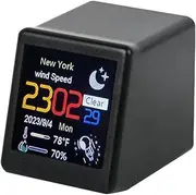 Smart WiFi Weather Station Clock, Weather Station with Time, Calendar, Humidity, Mini/Max Temperature, Wind Speed, City, GIF Animation