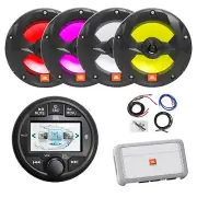 JBL Marine AM/FM/WB Receiver, 4x 6.5" 225W LED Black Speakers, Amplifier w/Kit