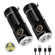 Small Rechargeable Flashlight 2-Pack, 3500 High Lumens Super Bright USB-C Cha...