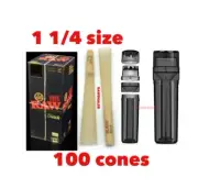 RAW BLACK 1 1/4 size pre rolled cone +new design portable 3in1 grinder
