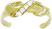 [JewelryWeb] 14k Yellow Gold CZ Simulated Diamond Adjustable Spiral Body Jewelry toe ring-toe ring for Women