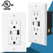 5.8A Type C USB Wall Charger Outlet 15A TR Receptacle Plug Charging Power Socket