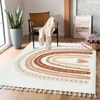 Boho Rug Scandinavian Nursery Rainbow Print for Playroom with Neutral Area Ca...