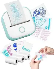Print Pods Mini Printer - Memoking T02 Sticker Printer Portable Thermal Printer Inkless Printer Sticker Maker Machine Pocket Printer Phone Printer for Study Graphic, Anatomical Diagram, Photo, Green