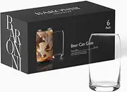 Can Shaped Drinking Glasses for Iced Coffee & Tea - 16oz Clear Tumbler Drinkware - Set of 6 Cups for Soda, Water, Whiskey, Beer and Cocktails