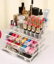 4 Drawer Clear Acrylic Makeup Cosmetics Organiser Holder Storage, Jewellery Box