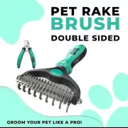 Pet Grooming Brush 2 Sided Shedding Comb Brush Undercoat Rake For Cats And Dogs