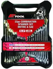 PT10170 - PkTool - 22pc METRIC & SAE Cr-V COMBINATION SPANNER SET