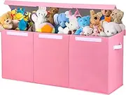 Toy Storage Organizer for Girls - Extra Large Toddler Toy Box Kids Toy Chest, Collapsible Removable Divider for Nursery Playroom Bedroom Closet, 36"x12.6"x16" (Pink)