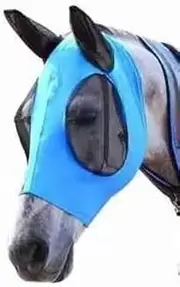 MedTool Horse Fly Flying Mask Ears Full Face Mesh Protection Anti-UV Mosquito Insect (Sky Blue)