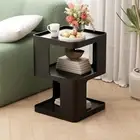 Metal Black Nightstands, Modern Side Table with 3 Tiers Storage, Small End Table