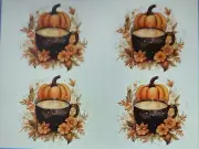 Water Slide Decals Pumpkin And Drink For Ceramics And Crafts. Not For Kilbs
