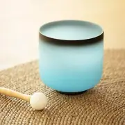 7 Inch 432Hz G Note Throat Chakra Blue Frosted Quartz Crystal Singing Bowl