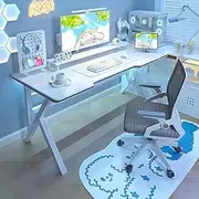 DESINO Ergonomic Large Gaming Desk, 100CM Computer Desk, K-Shaped Table, PC Gaming Workstation Home Office Desks, Space-Saving, Easy to Assemble(White, 100CM)