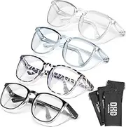 4 Pack Safety Glasses Anti Fog Goggles, Blue Light Blocking Stylish Safety Glasses for Women Nurses Protective Eyewear