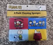 Peanuts Snoopy Charlie Brown 4 Pack Kitchen Cleaning Sponges New