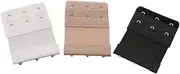 [ROMISBABA] 3pcs Women's Bra Strap Extenders 3-hook Bra Extension Straps Black Bra Extend Elastic Cotton Stainless Steel, As Shown