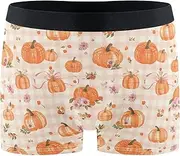 [FRODOTGV] Orange Pumkins Plaid Mens Boxer Briefs Shorts Workout Underwear for Men Compression Boxer Para Hombre