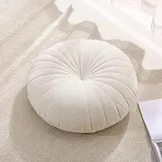 STRWARD Floor Pillow Meditation Cushion Round Large Floor Pillows Seating for Adults, Velvet Thick Floor Cushions for Yoga Living Room Balcony Outdoor Tatami（Beige）
