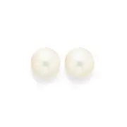 9ct 10-10.5mm Cultured Fresh Water Pearl Stud Earrings in White