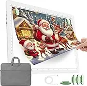 TOHETO Rechargeable A4 Light Pad with Carry Bag for Diamond Painting, Ultra Bright Tracing Light Box for Drawing, Wireless Lightbox for Tracing and Drawing, Cordless Diamond Art Light Board (White)