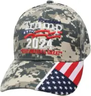 President Trump 2024 Hat Camo ball cap with flag Free Shipping