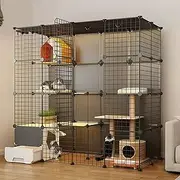 Large Cat Cage Enclosures, Pet Cat Playpen, Detachable Metal Wire Large Kitten Enclosure with Litter Box, Easy to Clean and Assemble, for Cats, Chinchilla, Rabbit (Size : B-57x36.6x57.1"/145x93x145cm