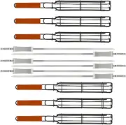 Set of 12 Kabob Grilling Baskets and Skewers, Stainless Steel BBQ Grill Basket K
