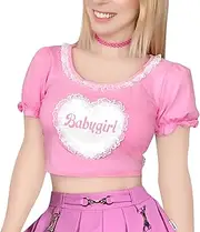 [LittleForBig] Kawaii Crop Top - Puff Sleeve Scoop Neck Shirt Sailor Collar