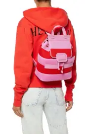 NWT BOUTIQUE MOSCHINO Two Tone Bubblegum Pink Textured Leather and Mesh Backpack
