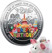 Happy Coin,Metal Art Coin | Lucky Coin, Cake Art Collection Coin, Collectible Coin, I You Many Years Full of Health Love and
