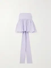[Cecilie Bahnsen] Cecilie Bahnsen - James Bow-embellished Cotton-poplin Peplum Top - Lavender - UK 8 UK 8 Purple