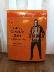 X-Ray Skelton Shirt with Hooded Mask Adult L NEW