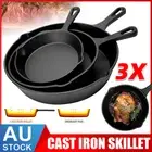 3pcs Non Stick Frying Pan Set Cast Iron Camping BBQ Pancake Egg Cooker Kitchen