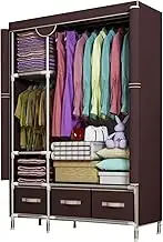 Portable Canvas Wardrobe Rental Room Bedroom Foldable Closet Fabric Wardrobe Thickened Steel Pipe with Hanging Rail, 3 Colors