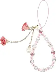 Hemobllo Cell Phone Straps Creative Crystal Flower Pendant Phone Charm Non-Slip Phone Lanyard Wrist Strap for Decoration