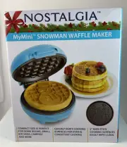 Snowman Nostalgia My Mini Waffle Maker 5 Cooking Surface New Blue Frosty Love It