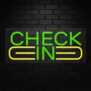 Check In Sign for Business Displays | LED Flex Neon | 32"W x 13"H x 1"D