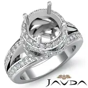 Antique Halo Pave Round Shape Semi Mount Diamond Engagement Ring 14k Gold 1.3Ctw
